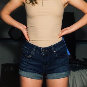 cuffed jean shorts